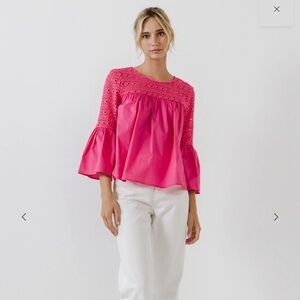 Endless Rose Fuchsia Lace Blouse SIZE M NWOT